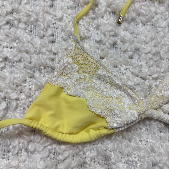 Beach bunny bikini set strings style lemon yellow size small. - Picture 3 of 10